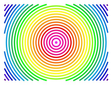 Colorado Eyaleti Sembol Haritası (Amerika Birleşik Devletleri) eyaleti gökkuşağı renklerinde vurulan bir hedef gibi göstermektedir.