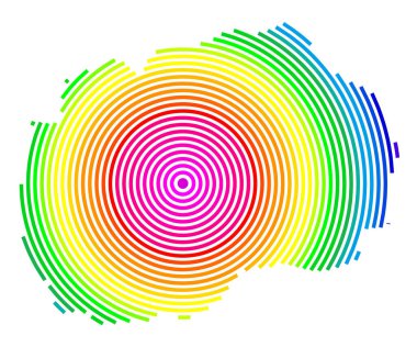 Kuzey Makedonya 'nın soyut haritası, ülkenin gökkuşağı renklerinde eş merkezli bölgelerini hedef tahtası gibi gösteriyor.