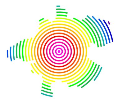 Symbol Map of the Bundesland Oberoesterreich (Austria) showing the Bundesland with concentric circles in rainbow colors like a shooting target clipart