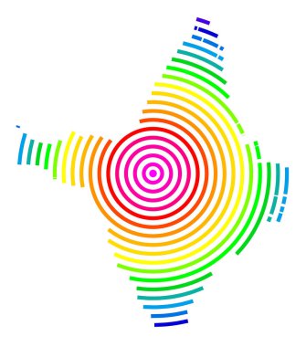 Symbol Map of the State Amapa (Brazil) showing the territory with concentric circles in rainbow colors like a shooting target clipart