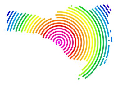 Santa Catarina 'nın (Brezilya) sembol haritası bölgeyi gökkuşağı renklerinde vurulan bir hedef gibi gösteriyor