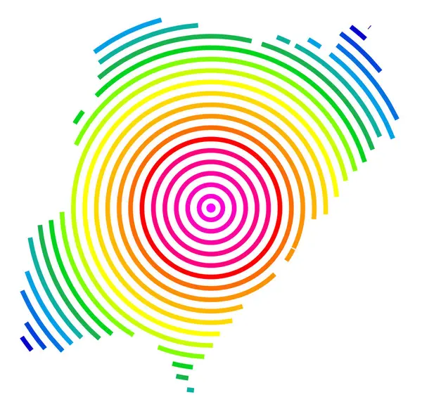 stock vector Symbol Map of the Province Corrientes (Argentina) showing the territory with concentric circles in rainbow colors like a shooting target