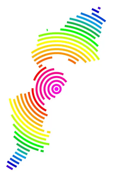 stock vector Symbol Map of the Bundesland Burgenland (Austria) showing the Bundesland with concentric circles in rainbow colors like a shooting target