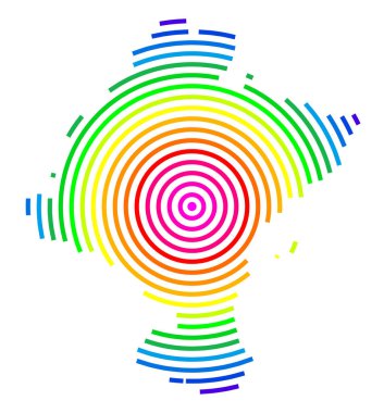 İl Navarra 'nın (İspanya) sembol haritası bölgeyi gökkuşağı renklerinde vurulan bir hedef gibi gösteriyor