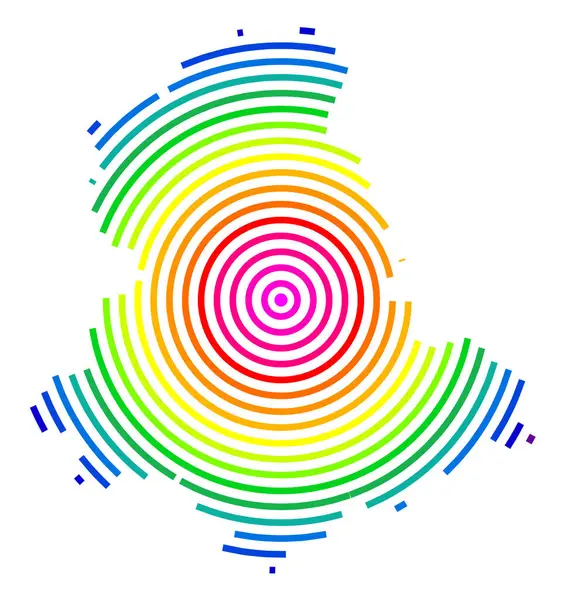 stock vector Symbol Map of the Departement Haute-Vienne (France) showing the territory with concentric circles in rainbow colors like a shooting target