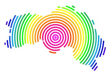 Symbol Map of the Departement Orne (France) showing the territory with concentric circles in rainbow colors like a shooting target clipart