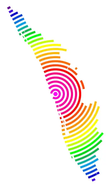 stock vector Symbol Map of the State Kerala (India) showing the territory with concentric circles in rainbow colors like a shooting target