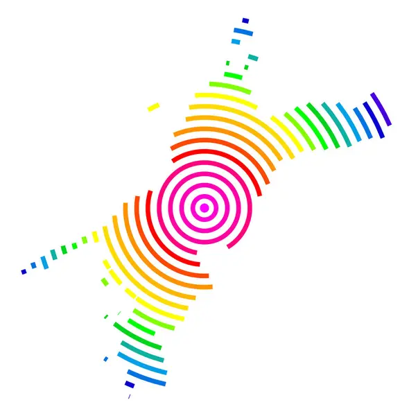 stock vector Symbol Map of the Prefecture Ehime (Japan) showing the territory with concentric circles in rainbow colors like a shooting target