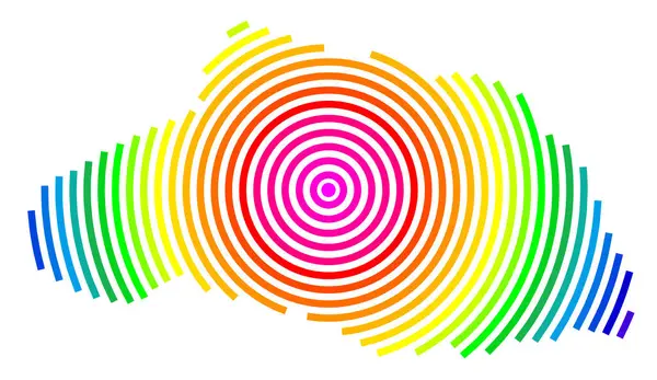 stock vector Symbol Map of the Prefecture Saitama (Japan) showing the territory with concentric circles in rainbow colors like a shooting target