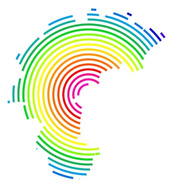 Symbol Map of the Province North Chungcheong (South Korea) showing the territory with concentric circles in rainbow colors like a shooting target clipart