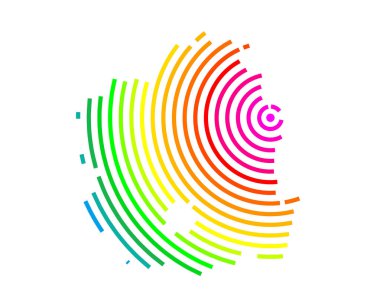 Metropolitan Şehri 'nin sembol haritası Kuzey Gyeongsang (Güney Kore) gökkuşağı renklerinde merkezli bölgeleri gösteriyor.