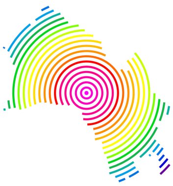 Symbol Map of the County Buskerud (Norway) showing the territory with concentric circles in rainbow colors like a shooting target clipart