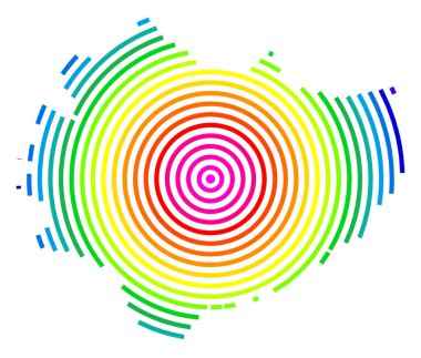 Symbol Map of the Voivodeship or Province Swietokrzyskie (Poland) showing the territory with concentric circles in rainbow colors like a shooting target clipart