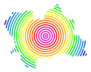 Symbol Map of the Region Zilinsky (Slovakia) showing the territory with concentric circles in rainbow colors like a shooting target clipart