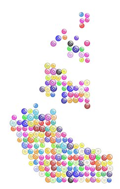 Bölgenin Kuzeybatı Bölgeleri Sembol Haritası (Kanada) bölgeyi renkli düğmelerle gösteriyor