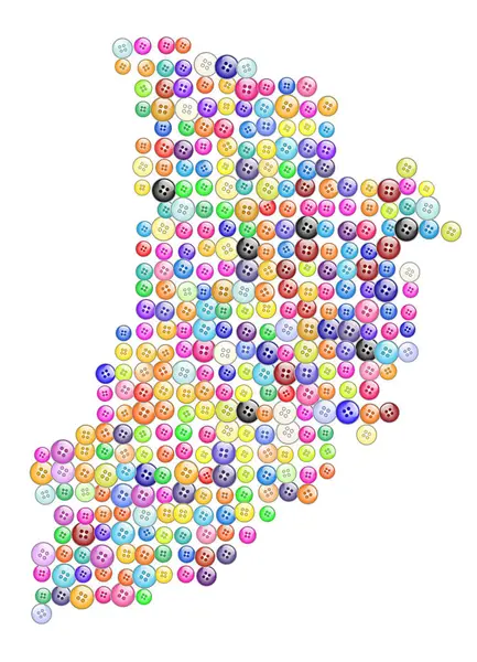 stock image Symbol Map of the Provincia Lerida (Spain) showing the territory with a pattern of colorful buttons