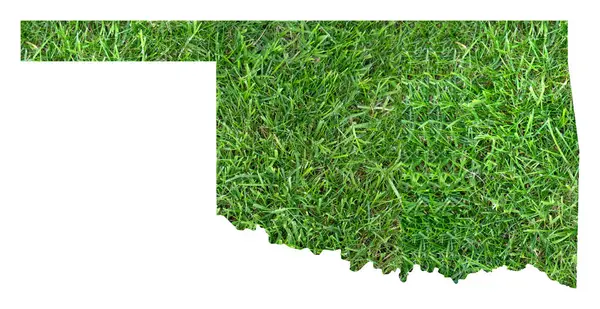 stock image Symbol Map of the State Oklahoma (United States of America) showing the territory of the state as a lawn football field