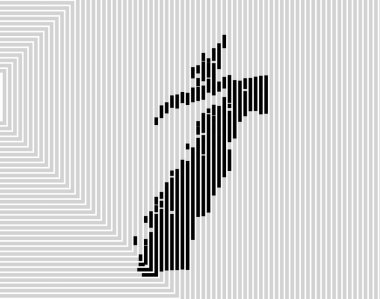 Nordland İlçe Sembol Haritası (Norveç) beyaz arkaplanda bir dizi siyah kare çizgiler ile bölgeyi gösteriyor