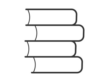 Linear style pictogram portraying a book, outlined for clarity, suitable as a study symbol. This simple illustration is crafted for web design, with an additional vector representing an open publication, ideal for mobile and UI applications