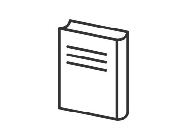 Linear style pictogram portraying a book, outlined for clarity, suitable as a study symbol. This simple illustration is crafted for web design, with an additional vector representing an open publication, ideal for mobile and UI applications