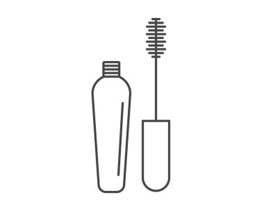 Makeup and cosmetics. Vector graphic icons of beauty in the form of eyelashes, mascara with a brush.