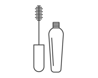 Makeup and cosmetics. Vector graphic icons of beauty in the form of eyelashes, mascara with a brush.