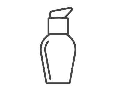 Vector icons of beauty, cosmetics and care. Bottle, jar, shower gel, face cream, body lotion, spray, ointment, paste.