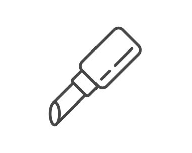 Makeup and cosmetics. Beauty linear vector graphic icons in the form of lipstick with lip care cap.