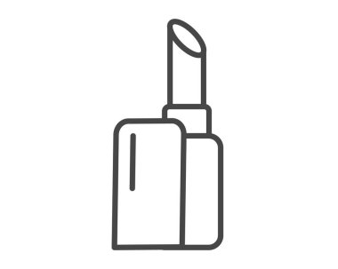 Makeup and cosmetics. Beauty linear vector graphic icons in the form of lipstick with lip care cap.