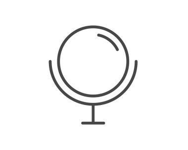 Makeup and cosmetics. Linear vector graphic beauty icons in the form of a face mirror.