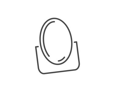 Makeup and cosmetics. Linear vector graphic beauty icons in the form of a face mirror.