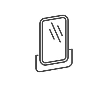 Makeup and cosmetics. Linear vector graphic beauty icons in the form of a face mirror.