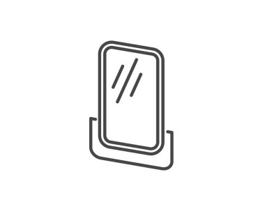 Makeup and cosmetics. Linear vector graphic beauty icons in the form of a face mirror.