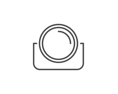 Makeup and cosmetics. Linear vector graphic beauty icons in the form of a face mirror.