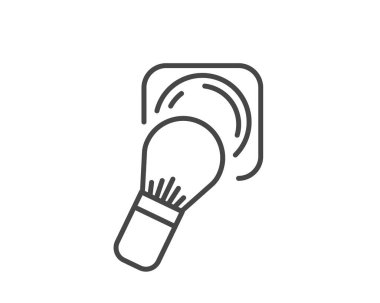 Makeup and cosmetics. Linear vector graphic icons of beauty in the form of powder with brush.