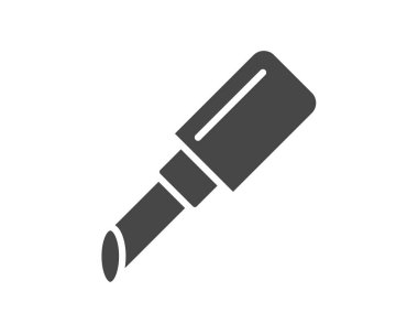 Makeup and cosmetics. Beauty linear vector graphic black icons in the form of lipstick with lip care cap.