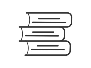 Linear style pictogram portraying a book, outlined for clarity, suitable as a study symbol. This simple illustration is crafted for web design, with an additional vector representing an open publication, ideal for mobile and UI applications