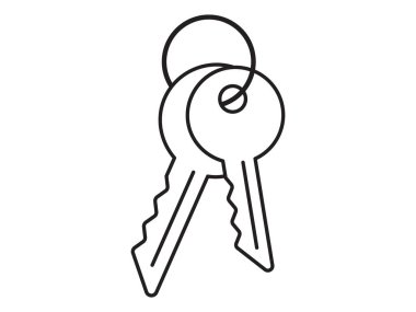 Key icon for house representation, isolated against a white background. This simple vector symbol evokes a sense of warmth and security, embodying the concept of home.