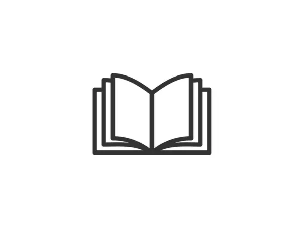 Linear style pictogram portraying a book, outlined for clarity, suitable as a study symbol. This simple illustration is crafted for web design, with an additional vector representing an open publication, ideal for mobile and UI applications