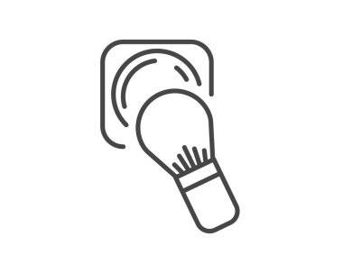 Makeup and cosmetics. Linear vector graphic icons of beauty in the form of powder with brush.