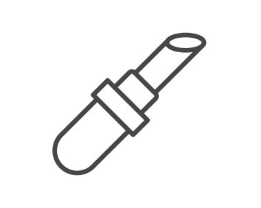 Makeup and cosmetics. Beauty linear vector graphic icons in the form of lipstick with lip care cap.