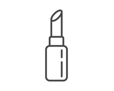 Makeup and cosmetics. Beauty linear vector graphic icons in the form of lipstick with lip care cap.