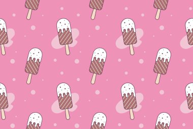 Ice cream seamless pattern. Sweet Desserts in pink background.