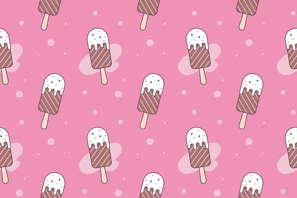 Ice cream seamless pattern. Sweet Desserts in pink background.