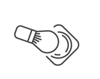 Makeup and cosmetics. Linear vector graphic icons of beauty in the form of powder with brush.