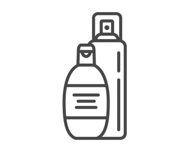 Vector set of beauty, cosmetics and care icons. Bottle, jar, shower gel, face cream, body lotion, spray, ointment, paste.