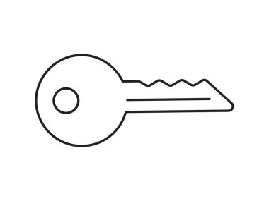 Key icon for house representation, isolated against a white background. This simple vector symbol evokes a sense of warmth and security, embodying the concept of home.