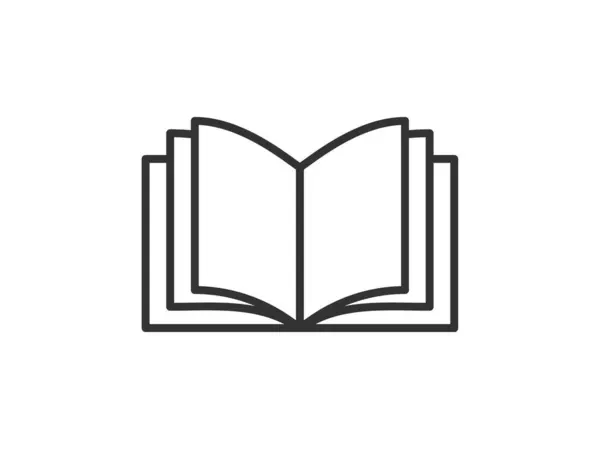 Linear style pictogram portraying a book, outlined for clarity, suitable as a study symbol. This simple illustration is crafted for web design, with an additional vector representing an open publication, ideal for mobile and UI applications