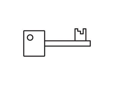 Key icon for house representation, isolated against a white background. This simple vector symbol evokes a sense of warmth and security, embodying the concept of home.