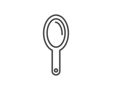 Makeup and cosmetics. Linear vector graphic beauty icons in the form of a face mirror.